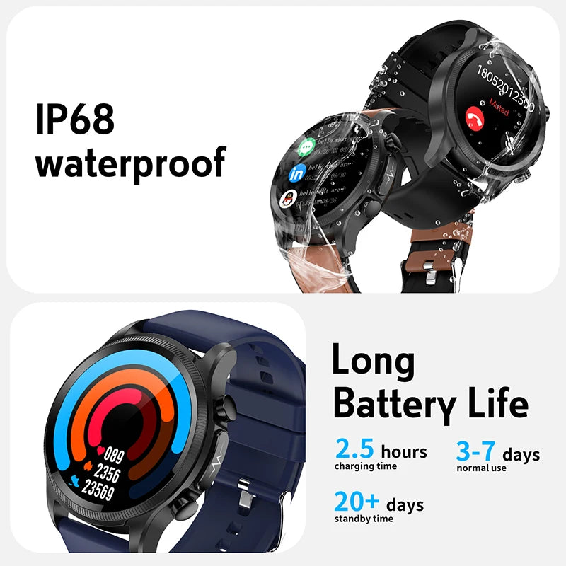 2025 New ECG Smart Watch Heart Rate Blood Pressure Blood Oxygen Sleep Monitoring 1.39'' Fitness Sports Watch For iPhone Android