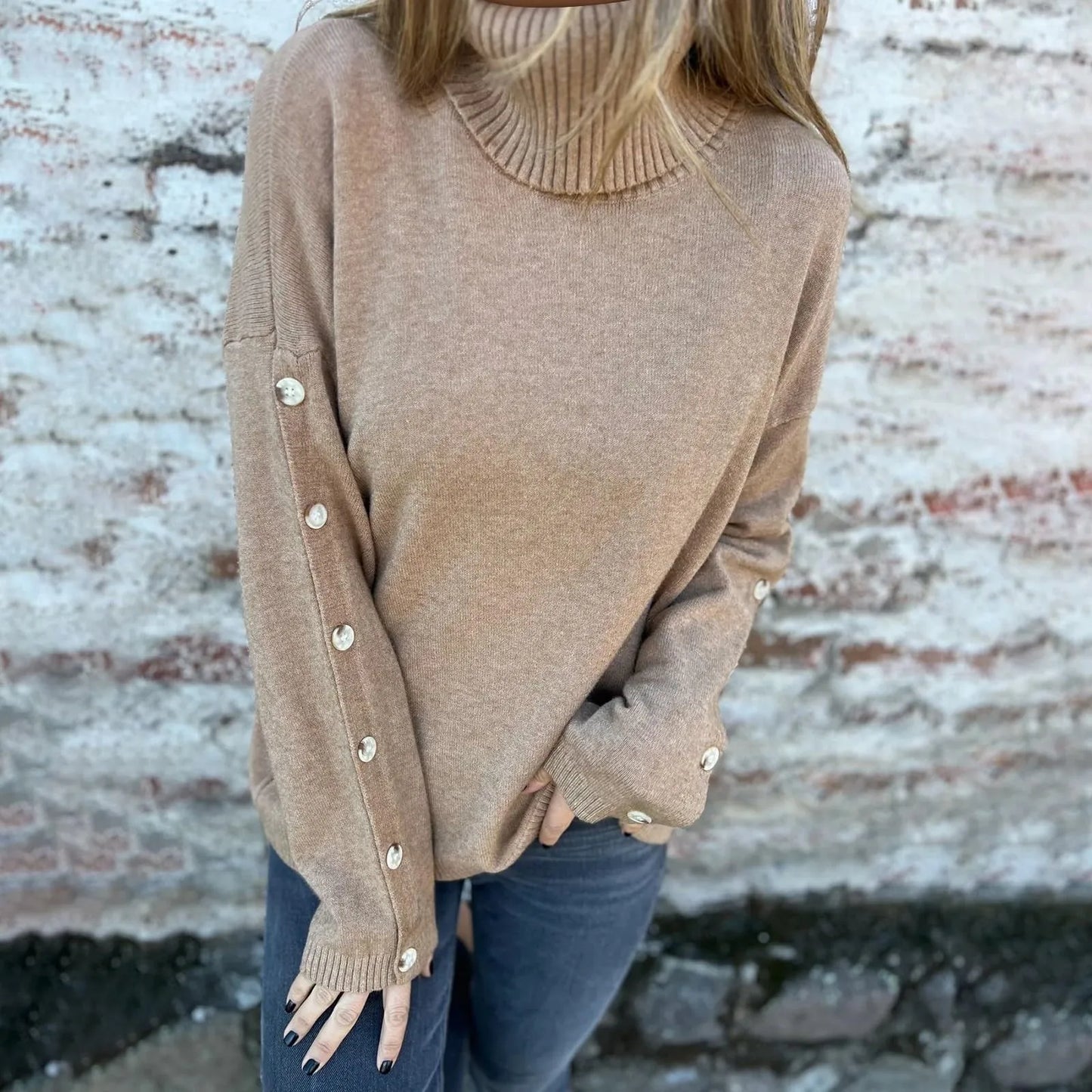 Women'S Soft Cotton Turtleneck Top Basic Pullover Sweater Long Sleeve Slouchy Loose Oversized Sweatshirts Ropa De Mujer New