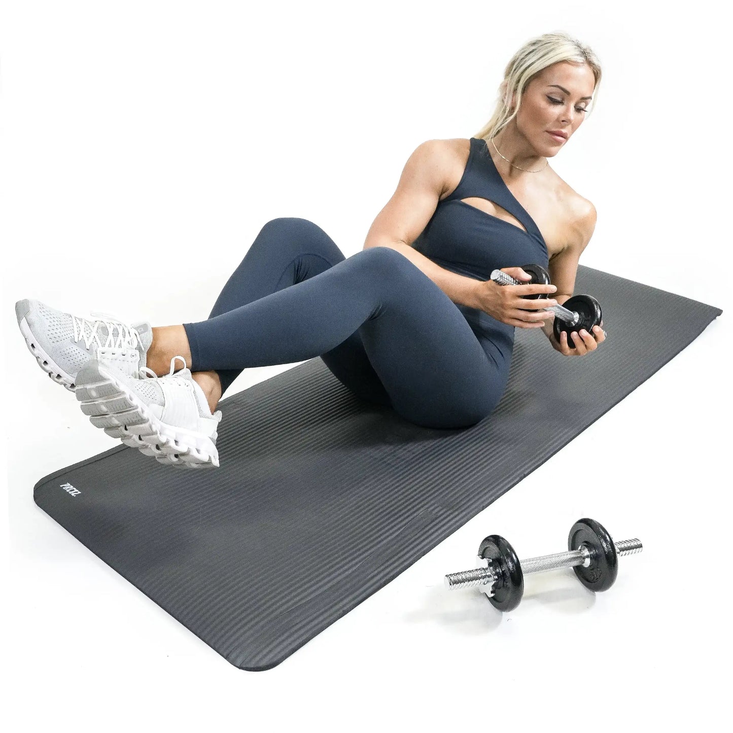 All-Purpose 12mm Thick Exercise Mat, 72x24 Inch NBR Foam, Non-Slip Yoga Mat with Carry Strap, for Home Gym, Fitness, Black