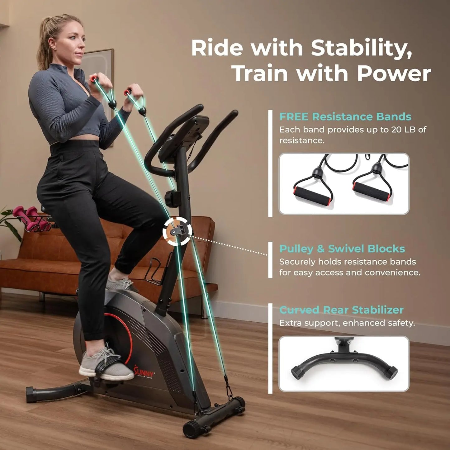 Stationary Exercise Upright Bike w/Pulse Sensor & 4-Way Adjustable Seat, Cycling Machine for Home Cardio Training, Optional Resi