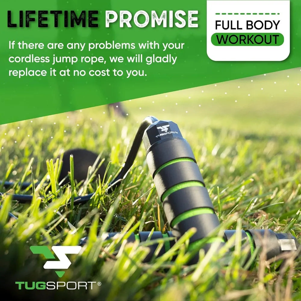 weighted cordless jump rope - adjustable length ropes ropeless jump rope for beach body - eliminate dad bod with indoor jumprope