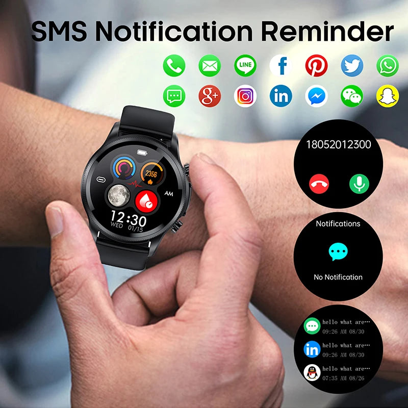 2025 New ECG Smart Watch Heart Rate Blood Pressure Blood Oxygen Sleep Monitoring 1.39'' Fitness Sports Watch For iPhone Android