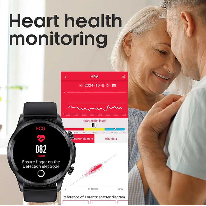2025 New ECG Smart Watch Heart Rate Blood Pressure Blood Oxygen Sleep Monitoring 1.39'' Fitness Sports Watch For iPhone Android
