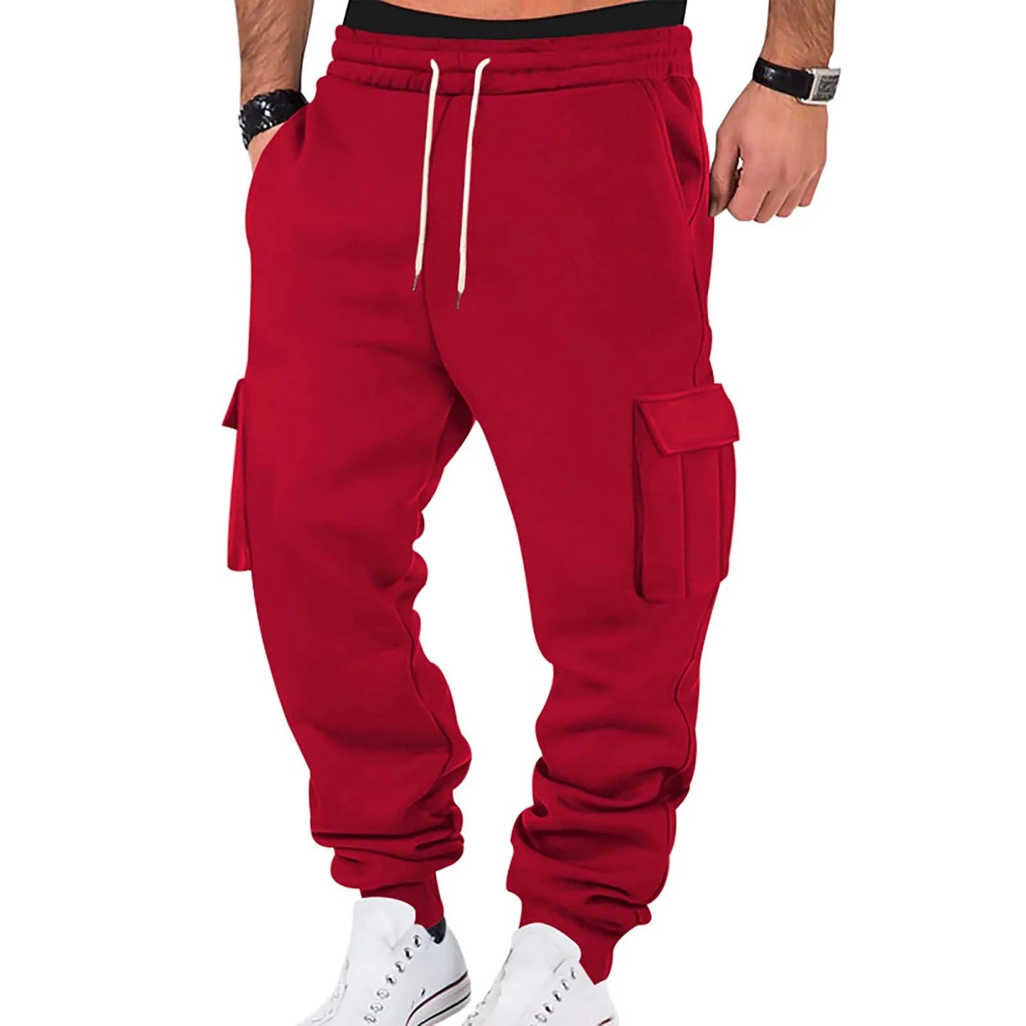 2025 Mens Sweatpants Straight Fit Joggers For Sports And Streetwear Loose Oversized Drawstring Long Pants Men Multi-Pocket Pants