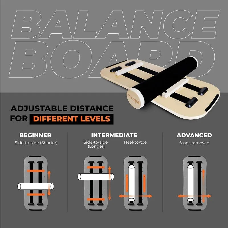 Balance Board Sports Trainer, Surf Trainer Board With Adjustable Stoppers, Improve Core Strength and Balance Control