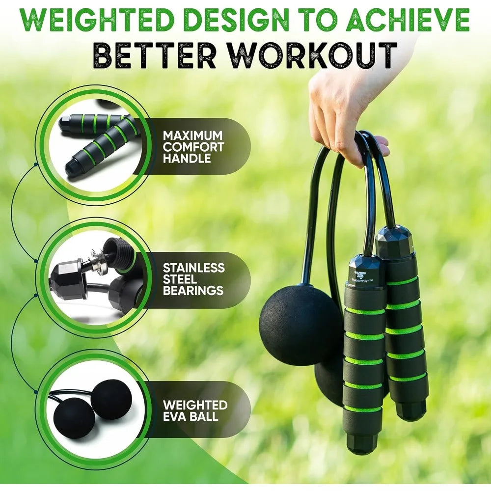 weighted cordless jump rope - adjustable length ropes ropeless jump rope for beach body - eliminate dad bod with indoor jumprope
