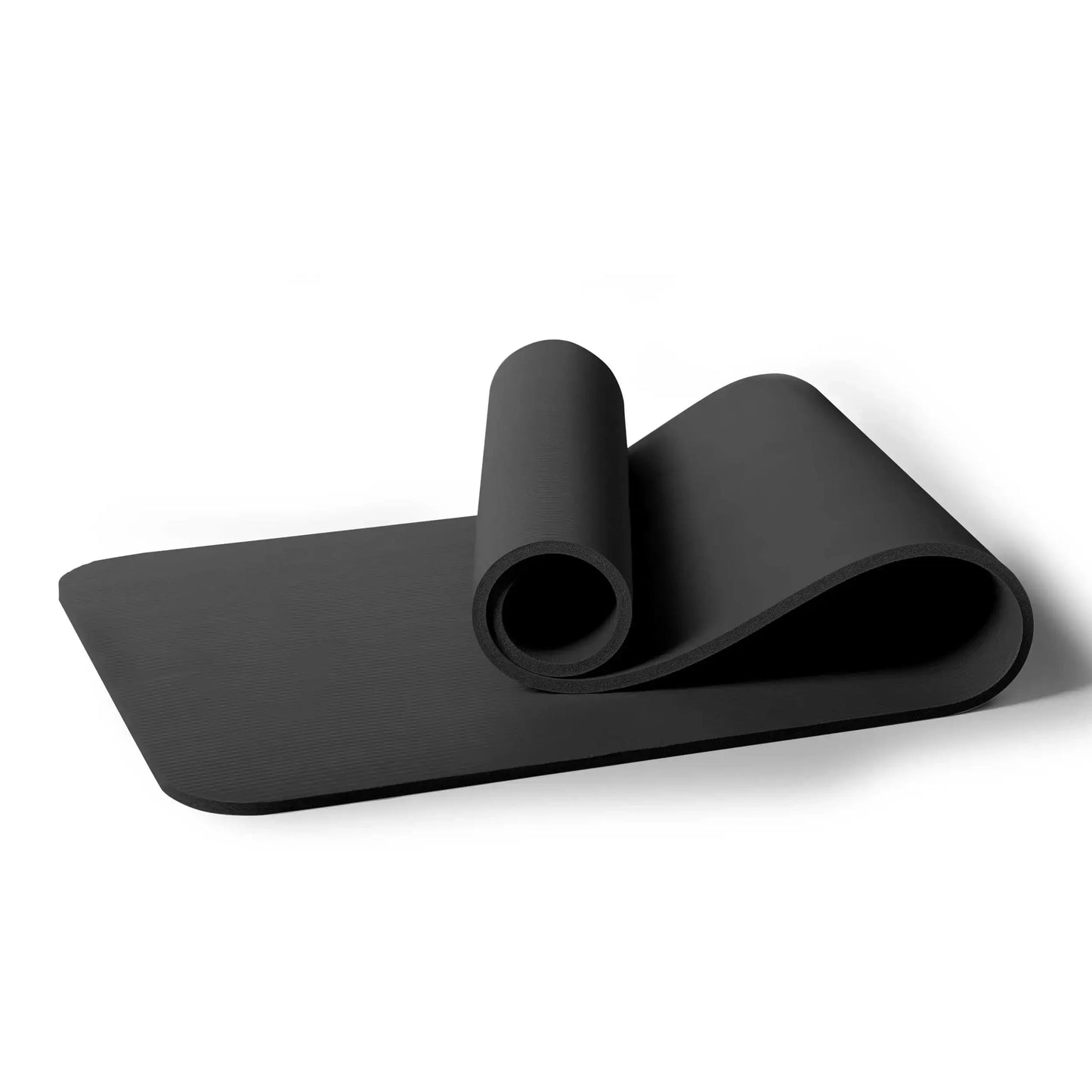 All-Purpose 12mm Thick Exercise Mat, 72x24 Inch NBR Foam, Non-Slip Yoga Mat with Carry Strap, for Home Gym, Fitness, Black