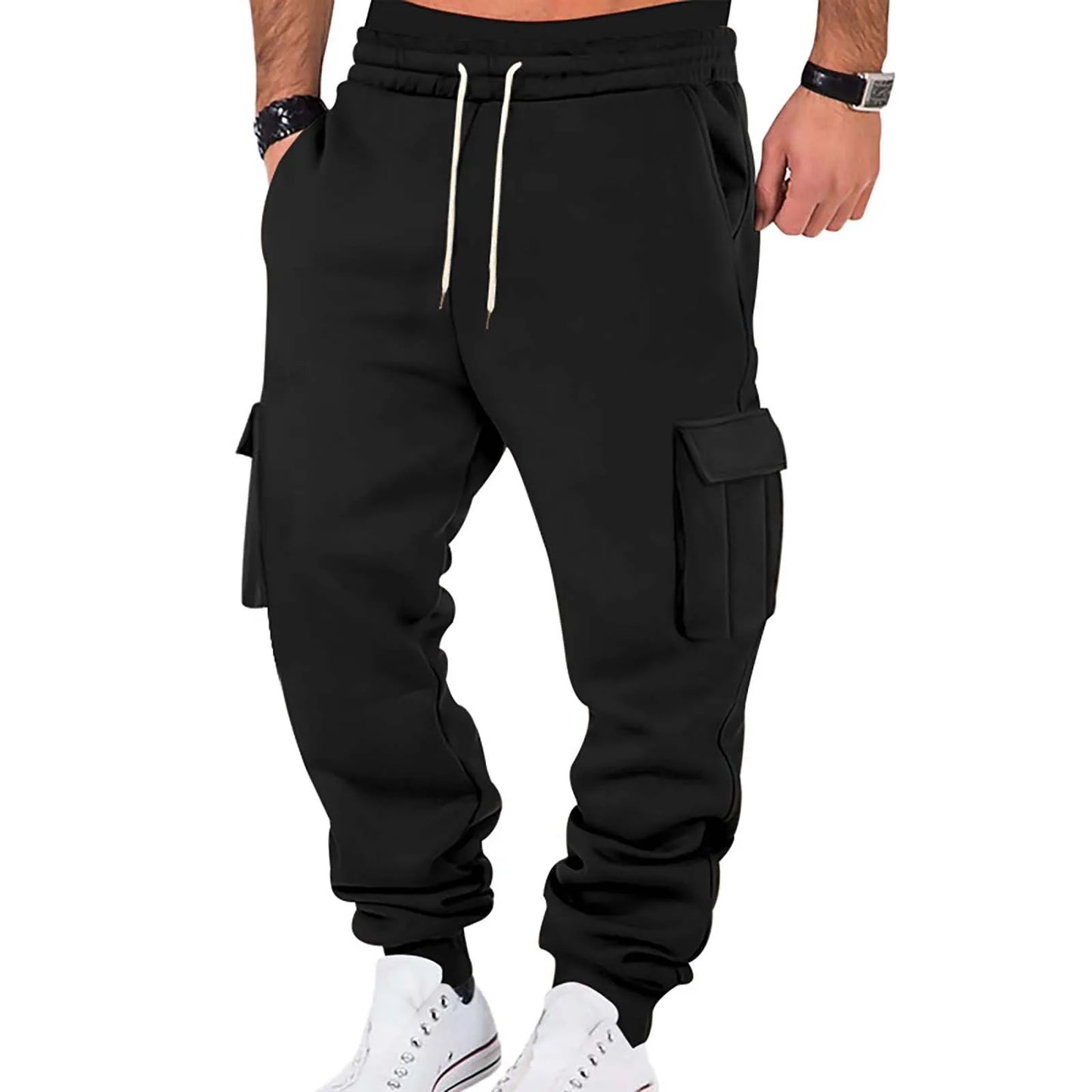2025 Mens Sweatpants Straight Fit Joggers For Sports And Streetwear Loose Oversized Drawstring Long Pants Men Multi-Pocket Pants