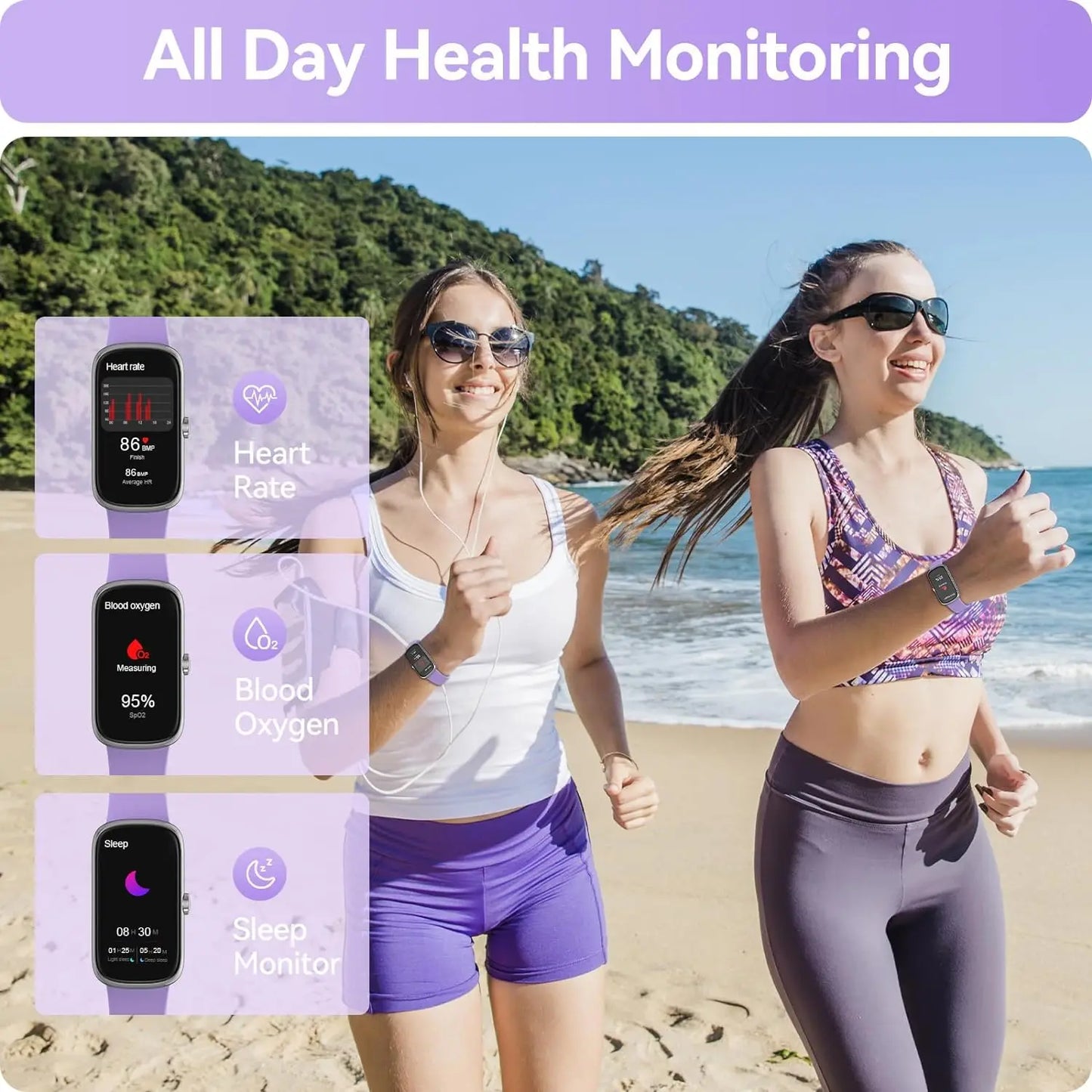 Fitness Tracker with Heart Rate Blood Oxygen Sleep Monitor, IP68 Waterproof Activity & Pedometer, smart Watches for Women Men