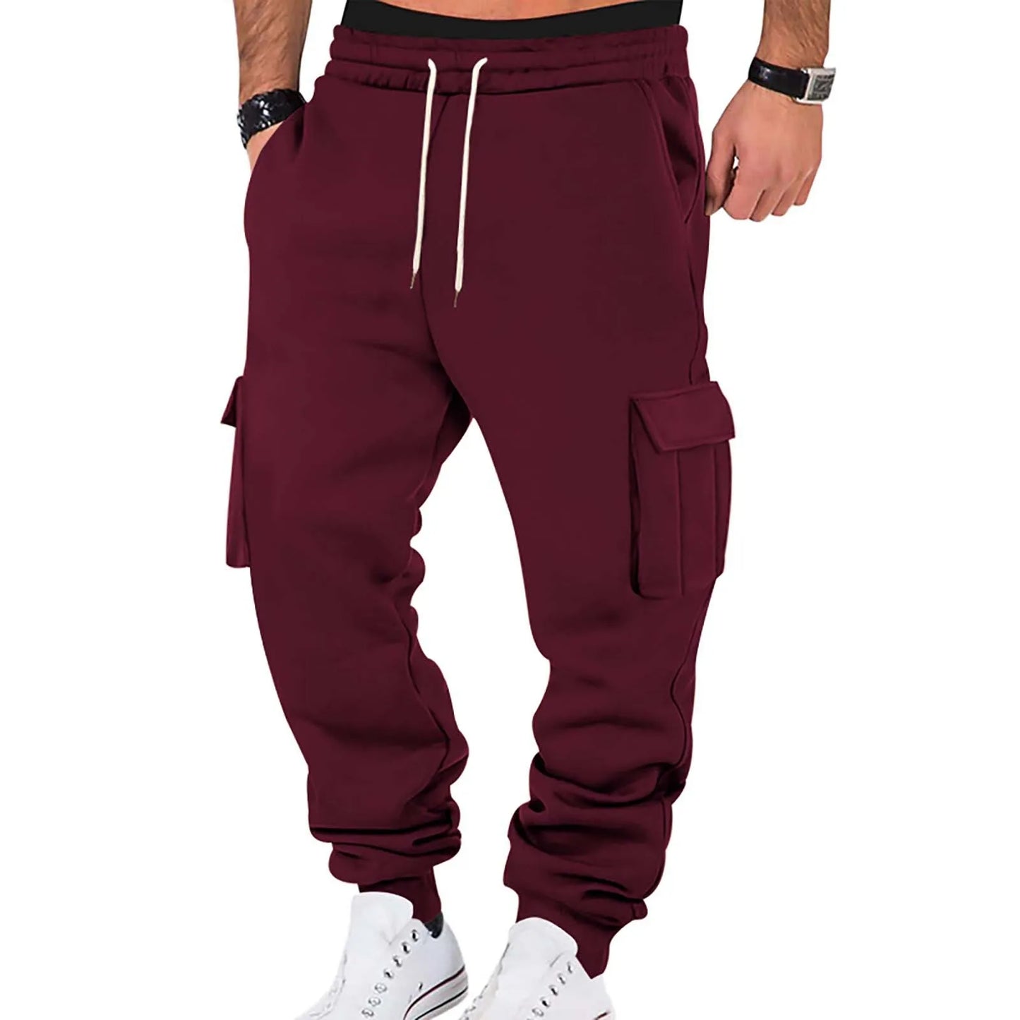2025 Mens Sweatpants Straight Fit Joggers For Sports And Streetwear Loose Oversized Drawstring Long Pants Men Multi-Pocket Pants