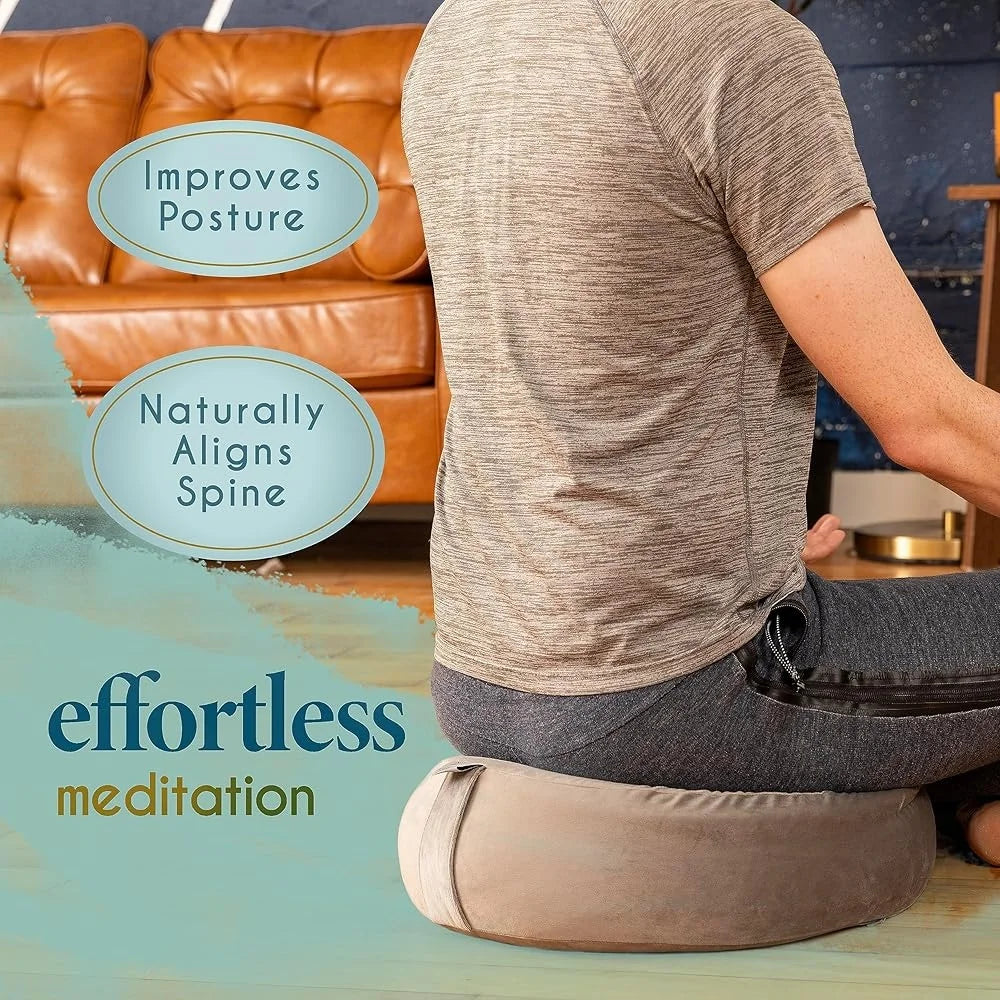 Comfortable Tibetan Meditation Cushion with Velvet Cover Yoga and Floor Seating Supportive Posture Meditation Pillow with Handle