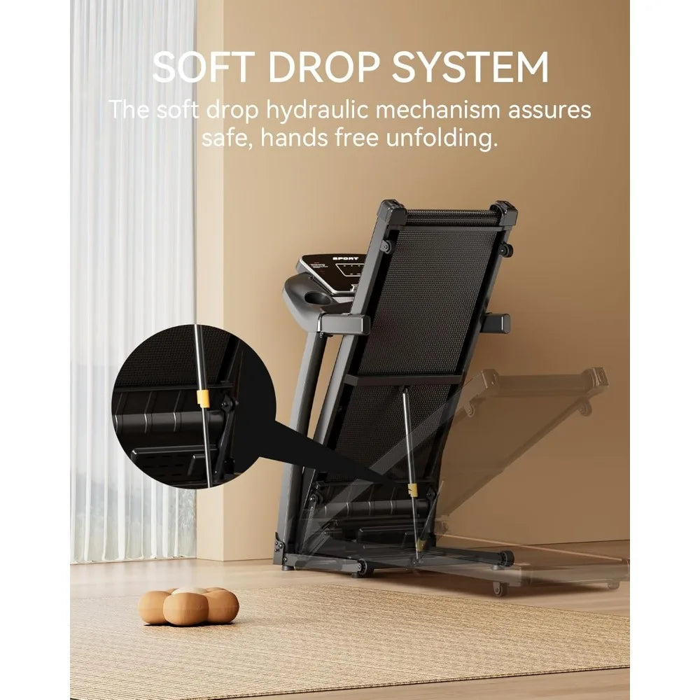 Folding Treadmill with Auto Incline for Home Use: 3.0HP, 300 lbs Capacity, Bluetooth Connectivity