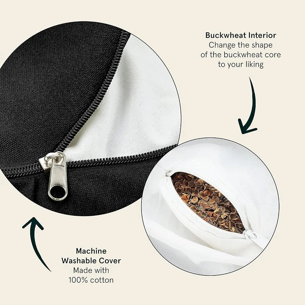 Sedona Zafu Meditation Cushion Buckwheat Hulls Adjustable Firmness Yoga Block Washable Cotton Support Spine Posture Relaxation