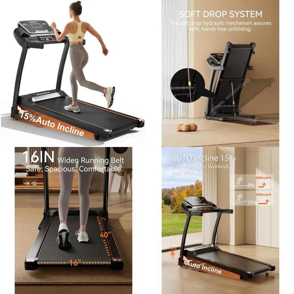 Folding Treadmill with Auto Incline for Home Use: 3.0HP, 300 lbs Capacity, Bluetooth Connectivity