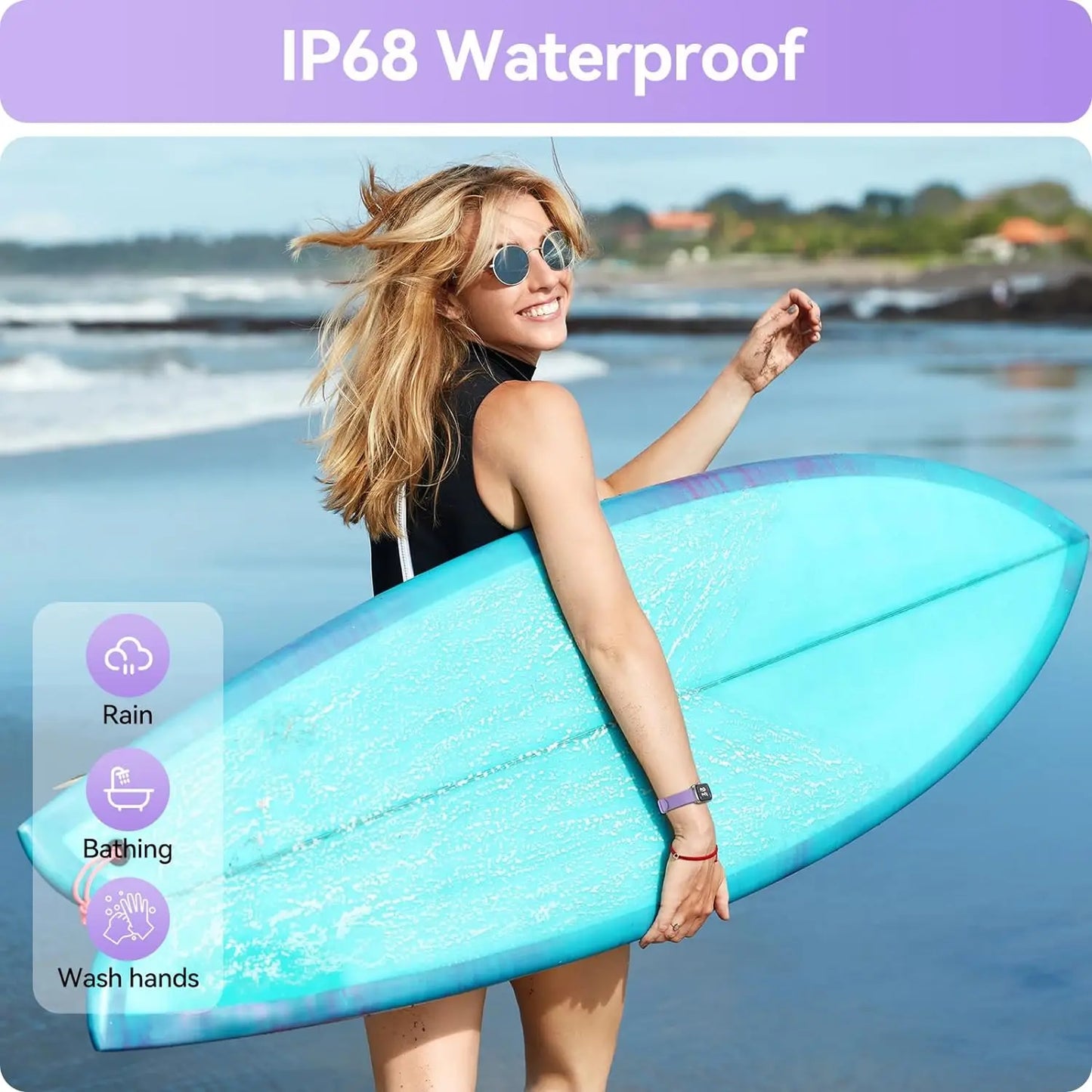 Fitness Tracker with Heart Rate Blood Oxygen Sleep Monitor, IP68 Waterproof Activity & Pedometer, smart Watches for Women Men