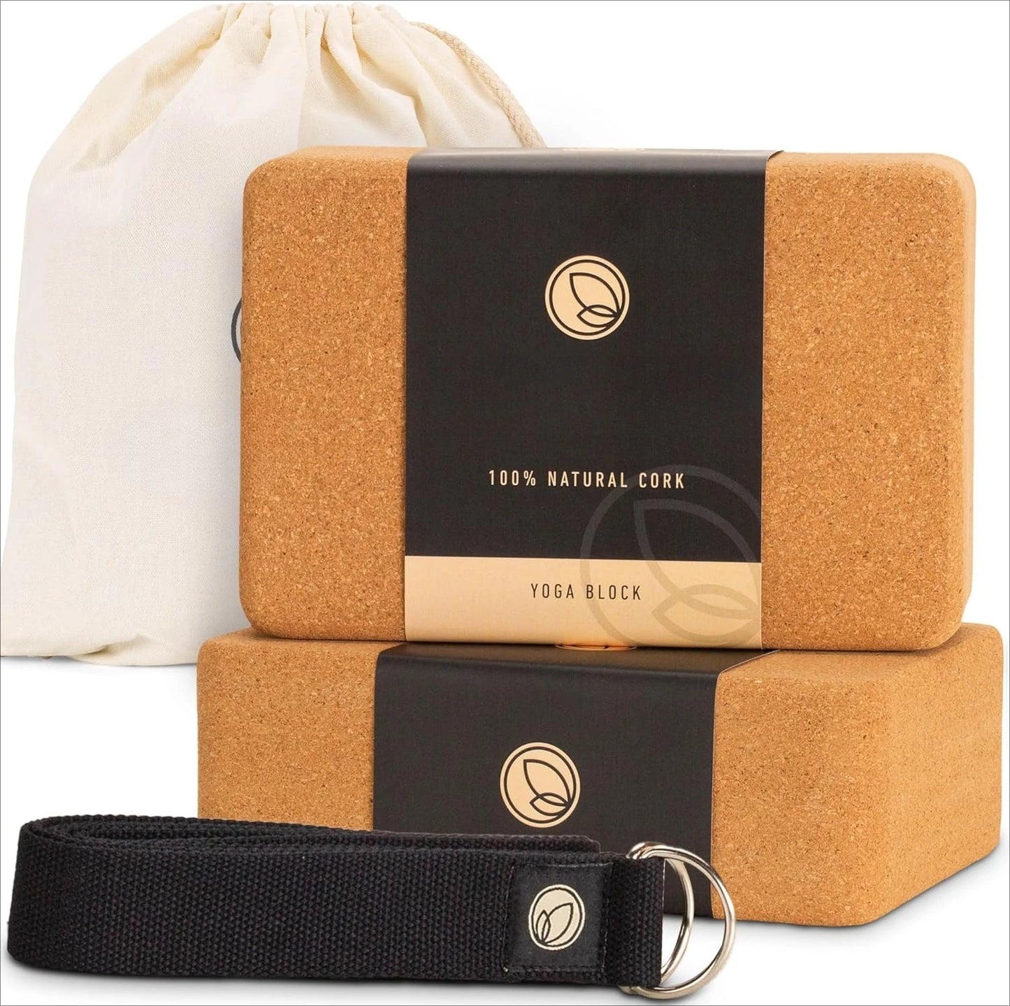 Cork Yoga Blocks 2 Pack - 9x6x3 Inch Natural Yoga Block Set of 2- Pilates Props and Accessories - High Density Cork Bricks