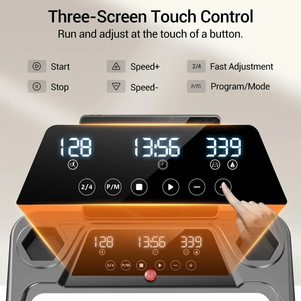 Portable 3-in-1 Folding Treadmill with 12% Incline, Suitable for Home and Office, Supports Up to 300 Lbs