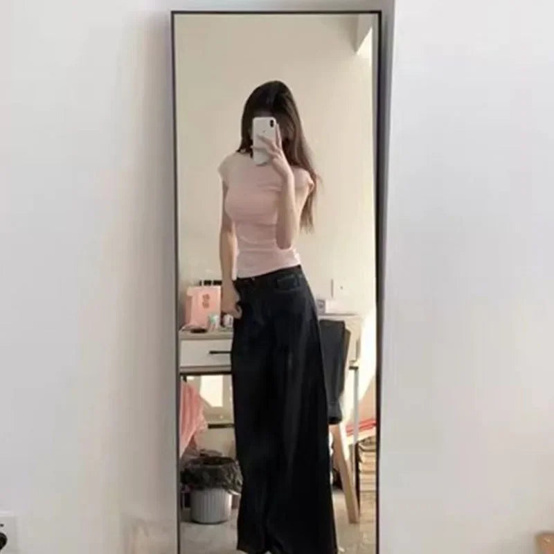 Solid Basic Short Sleeve T-shirts Women Summer Casual Simplicity Black White O-neck Tee Shirt Female Korean Cotton Tight T Shirt