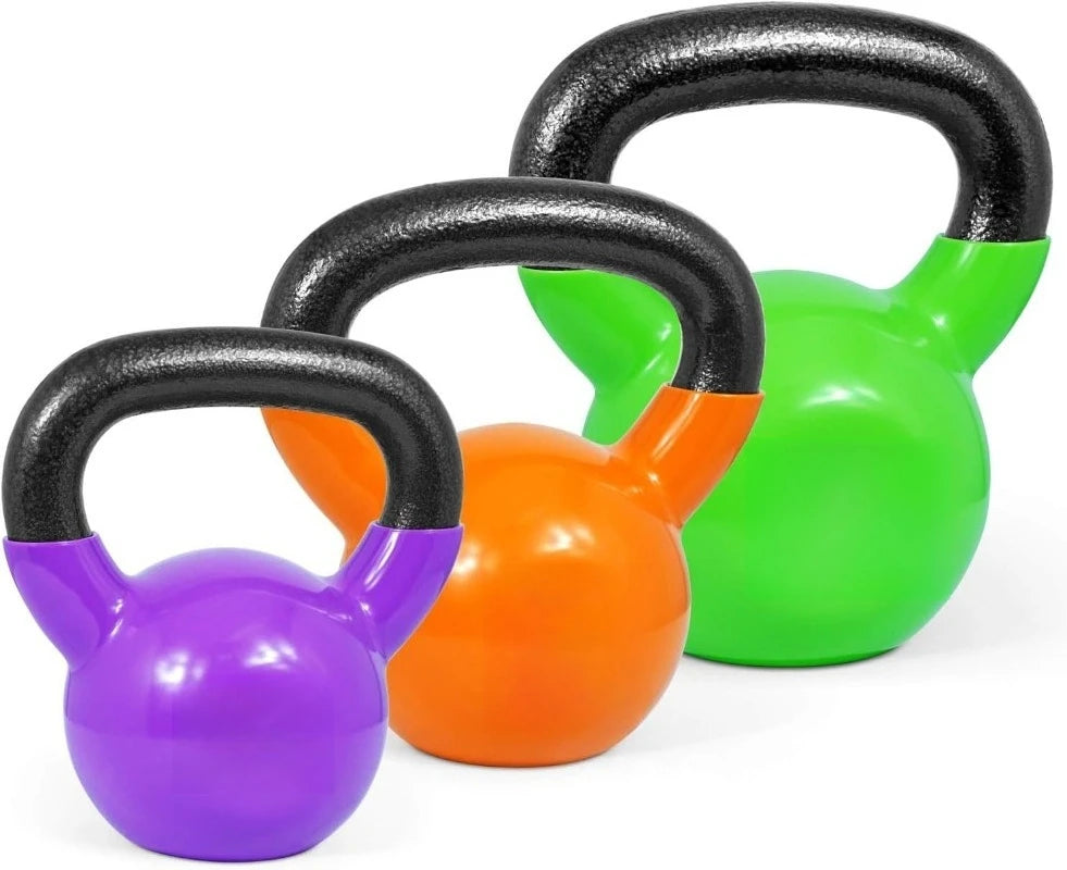 Kettlebell Set Vinyl Coated Weights Combo for Full Body Workout Equipment Push up, Grip Strength Training, Dumbbell Weig