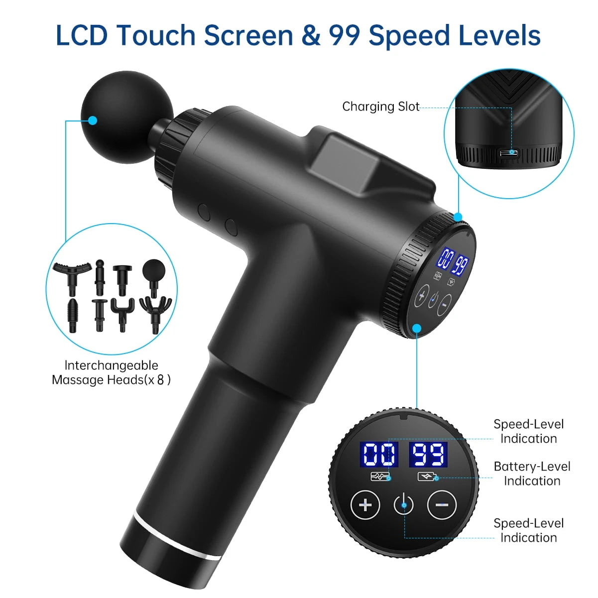 Massage Gun 99-Speed Deep Muscle Percussion Massager with Carry Case Perfect Gift for Athletes and Fitness Enthusiasts