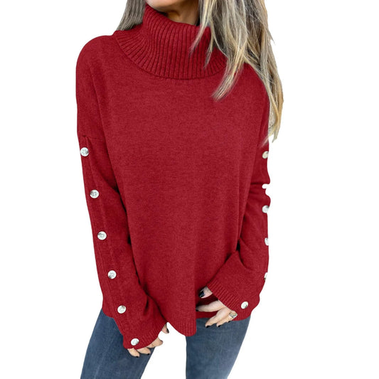 Women'S Soft Cotton Turtleneck Top Basic Pullover Sweater Long Sleeve Slouchy Loose Oversized Sweatshirts Ropa De Mujer New