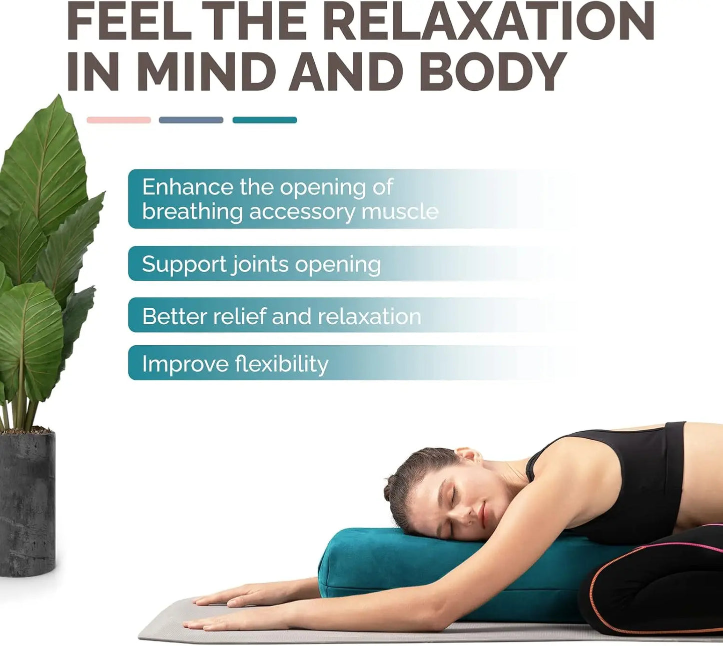 Triple-Layer Sponge Yoga Bolster Pillow for Restorative Yoga & Meditation-Versatile Support Pillow, Balance & Poses Modification