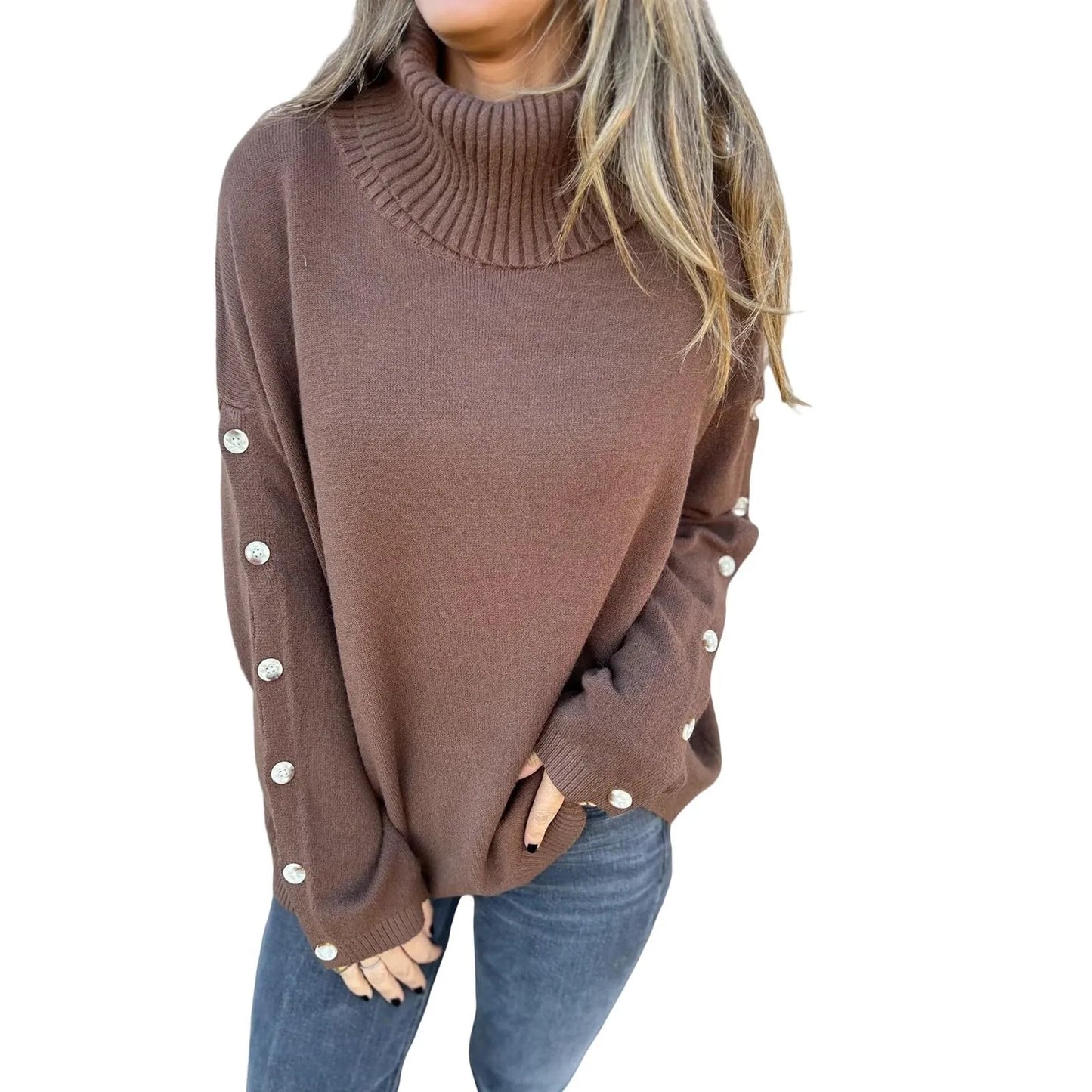 Women'S Soft Cotton Turtleneck Top Basic Pullover Sweater Long Sleeve Slouchy Loose Oversized Sweatshirts Ropa De Mujer New
