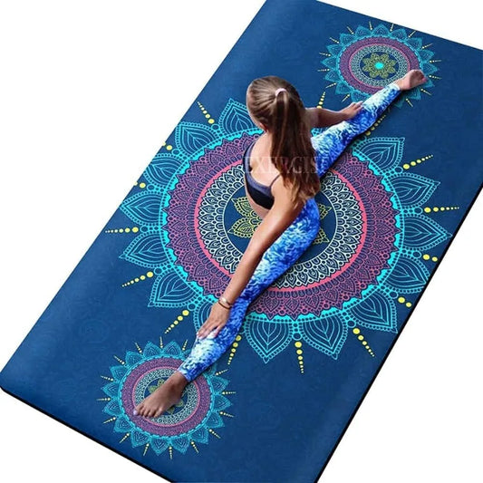 Extra thick 75L x 40W x 8mm large yoga mat with nonslip surface ideal for all types of yoga Pilates and floor workouts providin