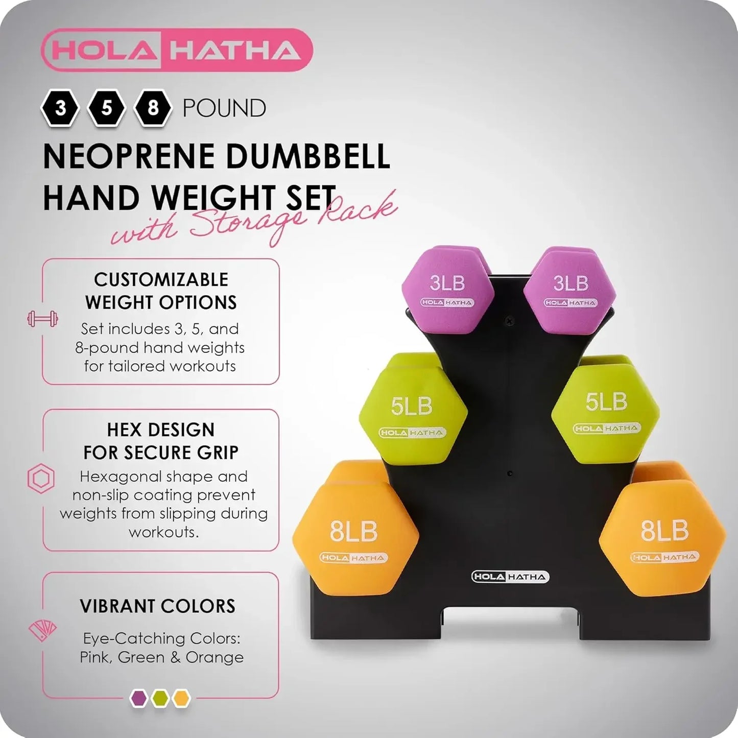 Neoprene Dumbbell Free Hand Weight Set with Rack, Ideal for Home Exercises to Gain Tone and Definition