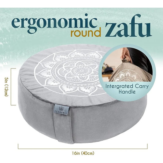 Comfortable Tibetan Meditation Cushion with Velvet Cover Yoga and Floor Seating Supportive Posture Meditation Pillow with Handle