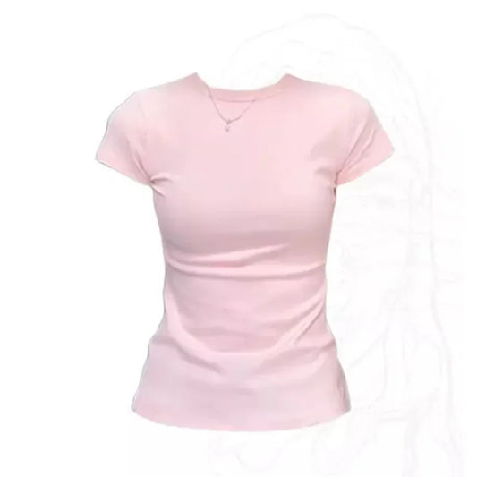 Solid Basic Short Sleeve T-shirts Women Summer Casual Simplicity Black White O-neck Tee Shirt Female Korean Cotton Tight T Shirt