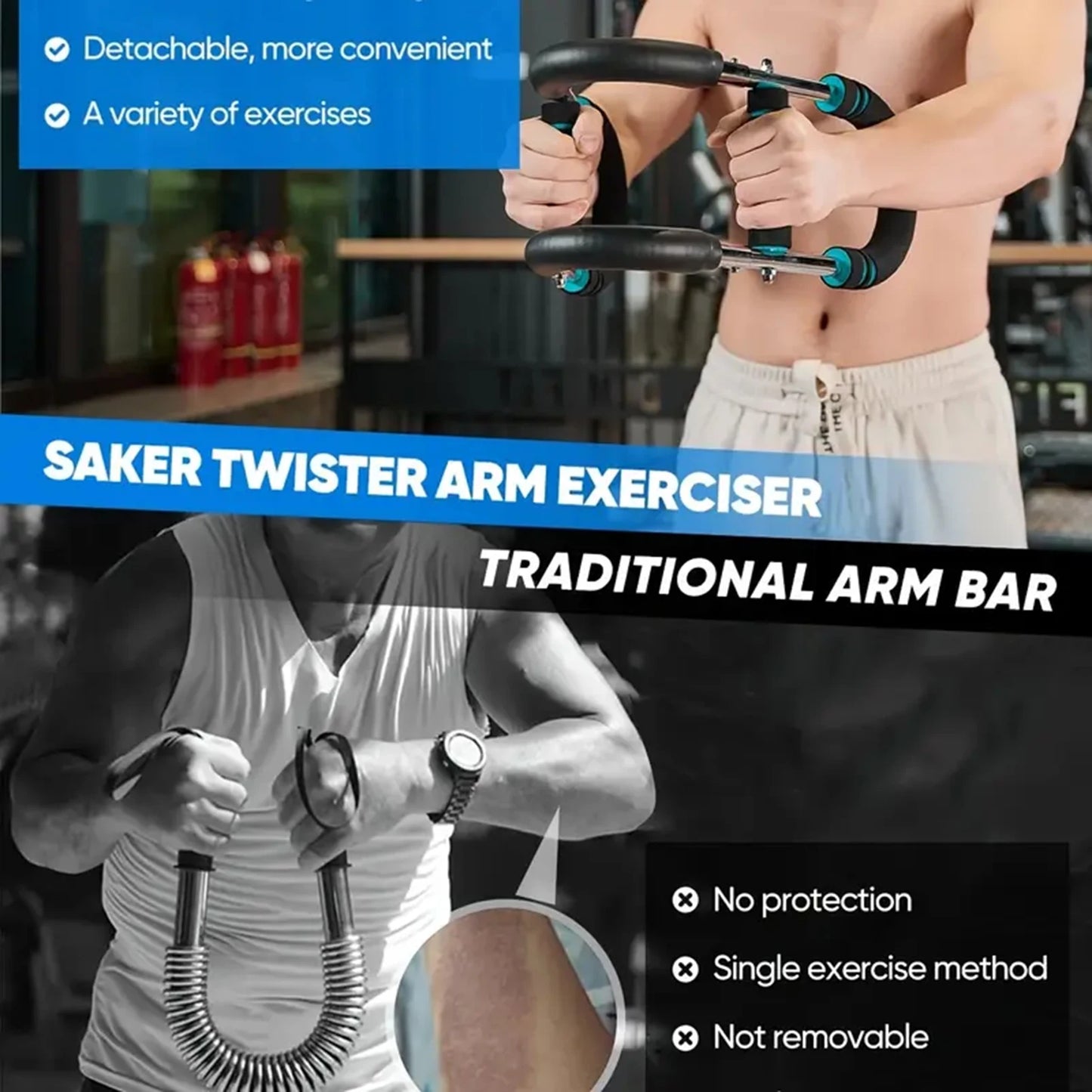 u shape Hand Gripper Strengths Twister Arm Trainer Power Twister Bar Fitness Equipment for Men and Women Home Workout