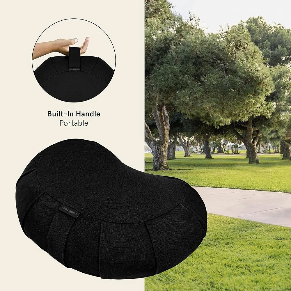 Sedona Zafu Meditation Cushion Buckwheat Hulls Adjustable Firmness Yoga Block Washable Cotton Support Spine Posture Relaxation