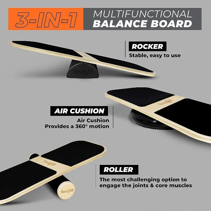 Balance Board Sports Trainer, Surf Trainer Board With Adjustable Stoppers, Improve Core Strength and Balance Control
