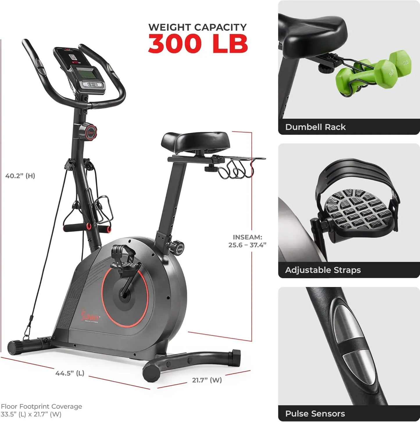 Stationary Exercise Upright Bike w/Pulse Sensor & 4-Way Adjustable Seat, Cycling Machine for Home Cardio Training, Optional Resi